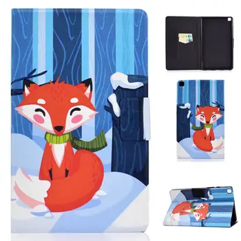 Red Fox Panda Parīzē Tower Kaķis Baltā Pūce Izdrukas Flip Cover For Samsung Galaxy Tab A7 10.4 2020. Gadam T500 T505 Kartes Slots Stāvēt Gadījumā