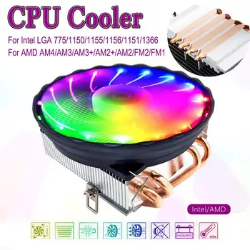 LED RGB CPU Cooler 4pin Heatpipes Klusa Dzesēšanas Ventilators Dzesēšanas Heatsink Radiatoru Intel LGA 1150/1151/1155/1156 AMD AM3+ AM