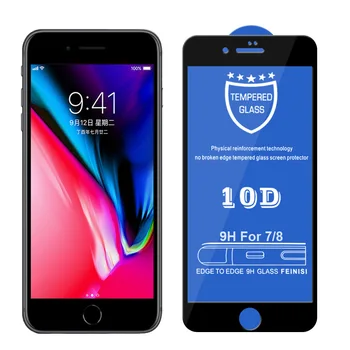 50gab 10D Rūdīts Stikls iPhone 12 Mini 11 Pro Max XS XR X 8 7 6 6S Plus SE Pilns Pārklājums Aptver Izliekta Ekrāna Aizsargs Filmu