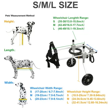 2-Riteņu Pet Suns, Ratiņkrēsla Pilnībā Regulējams Aizmugures Ratiņkrēsliem Invalīdiem, pakaļkājas Suņi - 3 Izmēra