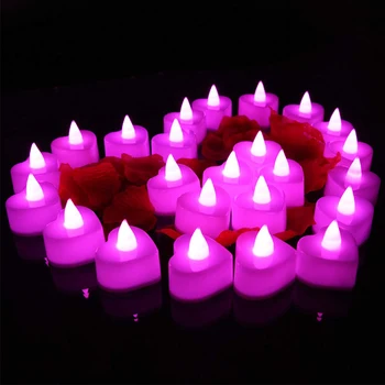24Pcs Mīlestību Sirdī Daudzkrāsains LED Sveču Gaismā Flameless LED Tējas Gaismas Mājās, Kāzas, Dzimšanas dienas Apdare Nakts Gaismas Piliens Kuģniecība