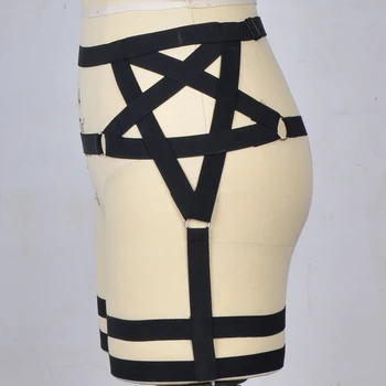 Melns Sexy Hraness pentagramma prievīte jostas pastelis goth zeķes kājas prievīte pentagramma Harajuku cinturones mujer līgavas prievīte
