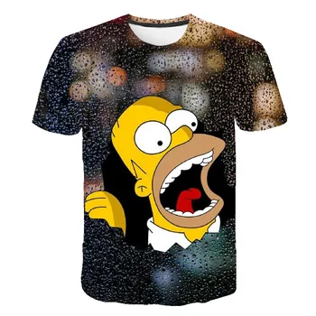 Ir 2021. jaunākā Karikatūra 3D Iespiests t-krekls Simpson t krekls Zēns un Meitene Cute Gadījuma O-veida kakla Īsām Piedurknēm Bērnu Apģērbs
