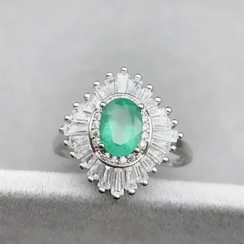 Smaragds gredzenu liela izmēra Bezmaksas piegāde Dabas nekustamā emerald 925 sterling sudraba 5*7mm