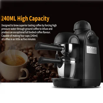 800W 220V 240ml itāļu Espresso Kafijas automāts 5 Bar Spiedienu Pusautomātiskā Personas Kafijas Automāts ar Kapučīno Piena Foamer