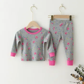 Modes Baby Bērnu Pidžamas Komplekti Kokvilnas Zēns Sleepwear Uzvalks Pavasarī Meitene Pidžamu ar garām Piedurknēm Pidžamas, Topi+Elsas 2gab Toddler Apģērbi