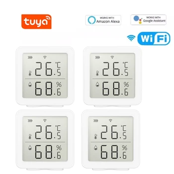 Tuya WIFI Temperatūras Un Mitruma Sensors, Smart Mājas Iekštelpu Saprātīga Saikne LCD Displejs Darbs Ar Alexa, Google Home Tuya