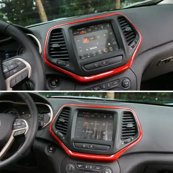ABS Automašīnas salona Konsoles Centrs GPS Navigācijas Dekoratīvās nosedzošais Rāmis Melns Jeep Cherokee. - 2016. Gada Auto Stils Aksesuāri