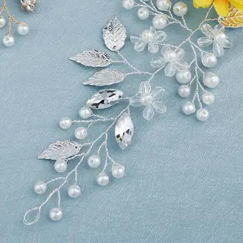 Miallo Modes Roku Pērļu Ziedu Galvassegu Sievietēm Sudraba Krāsā Līgavas Kāzu Matu Aksesuāri, Rotaslietas Līgava Headpiece