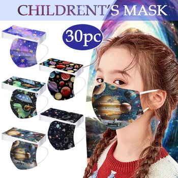 Mazgājams Maska Bērniem, Bērnu Maska Mascarilla Kosmosa Drukāt Vienreizējās lietošanas Sejas maska Augstas Kvalitātes Maska Rūpniecības auss cilpiņa 30PC Maska