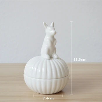 Balta keramikas mazo dzīvnieku rotaslietas lodziņā stud auskari, kaklarota, aksesuāru uzglabāšanas kaste Keramikas Cukuru Bļodā Kannu