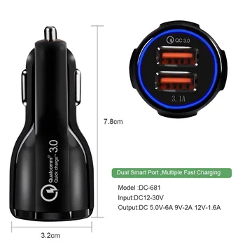Auto Lādētājs Ātri Uzlādēt USB 3.0 Priekš Mazda 3 6 CX-5 323 5 CX5 2 626 Spoileri MX5 CX 5 GH CX-7 GG CX3 CX7 MPV RX8 Piederumi