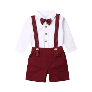 2020. gada Vasaras Toddler Puika Formālu Uzvalku Top+Īss Elsas Džentlmenis Kopumu Apģērbu Tērpiem 2gab Izmērs 2-6Y