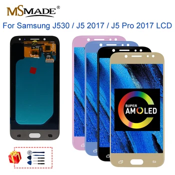 Super AMOLED J530 Samsung J5 2017 Displejs, Touch Screen Digitizer J5 Pro J530M J530F SM-J530F LCD skārienekrānu, Digitizer Daļa