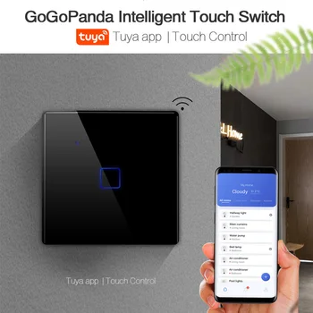 ES Standarts 1 Veids Wifi Touch Switch Tuya App Kontroles Sienas Gaismas Kontrolieris Smart Home Automation Balss Google Gome