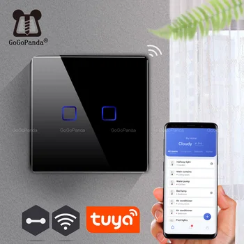 ES Standarts 1 Veids Wifi Touch Switch Tuya App Kontroles Sienas Gaismas Kontrolieris Smart Home Automation Balss Google Gome