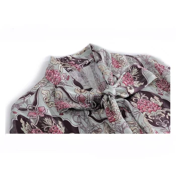 Modes Sievietes BowTops Korejiešu Stilā Sievietēm Ar Garām Piedurknēm Krekls Drukas Zaudēt Šifona Blūze Birojs Dāmu Apģērbu Blusas 8401 50