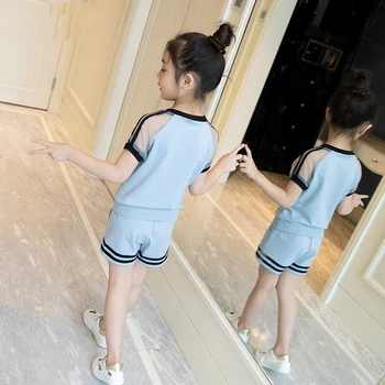 Salikuma Viedokļa Meitenes Gudrs Apģērbu Komplekti Bērnu Apģērbs, Kostīmi, 2019. Gada Vasarā Meitenes Pusi Apģērbu Komplekti