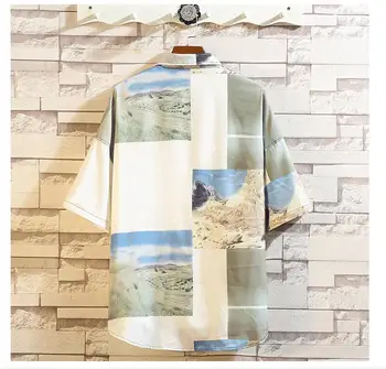 Vasaras modes Vīriešiem beach ziedu krekls ar īsām piedurknēm Lielo izmēru xxxl 4xl 5xl vēstuli kaķis izdruku