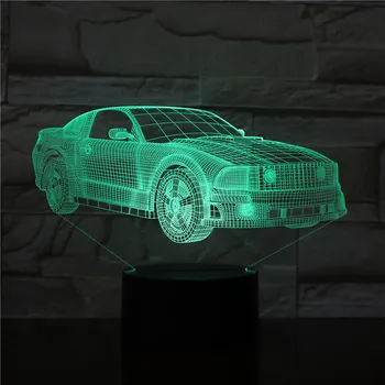 Zēns Vīrietis Rase Sporta Auto 3D Lampas Nakts Gaisma LED Spuldzes Multicolor Auto Flash Izbalināt Brīvdienu Ziemassvētku Dāvanas IDEJA Par Bērnu Dekori