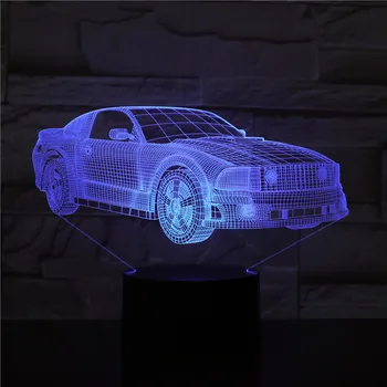 Zēns Vīrietis Rase Sporta Auto 3D Lampas Nakts Gaisma LED Spuldzes Multicolor Auto Flash Izbalināt Brīvdienu Ziemassvētku Dāvanas IDEJA Par Bērnu Dekori