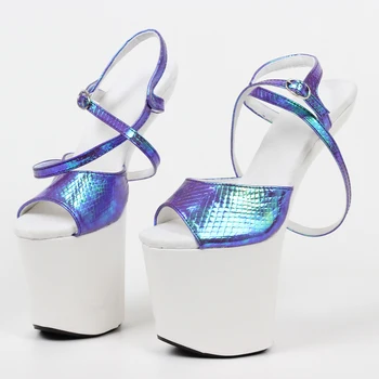 8 collu Nagu papēža modes kurpes Eksotisko pole dance heelless platformas sandales