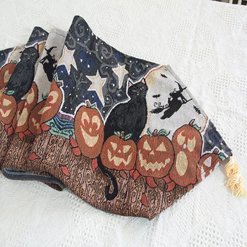 Halloween Dekorēšanai Galdauts Kamīnu Mantel Galda Stīgas Smieklīgi Ķirbju Melns Kaķis Placemat Mājas Notikums Grupa Krājumi
