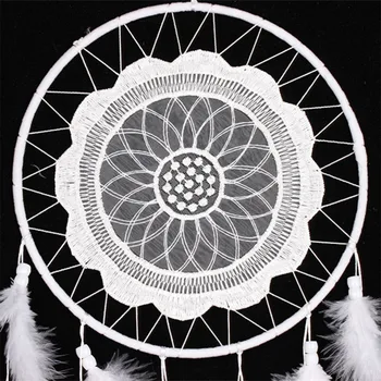 Balts Mežģīņu Ziedu Dreamcatcher Wind Chimes Indijas Stila Spalvu Kulons Sapnis Ķērējs Creative Auto Karājas Apdare, Mājas