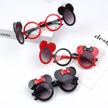 Disney Mickey Minni Peli Bērniem Atvāžamais Formas Saulesbrilles Karikatūra Bowknot Anti-UV Modes Meitene Piederumi Dāvanu Rotaļlietas Brilles