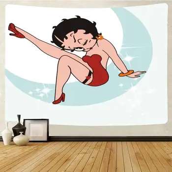 Liels Sienas Gobelēns Karikatūra Betty Boop Hipiju Sienas Karājas Sexy Lady Sienas Gobelēni Mandala Sienas Dekori Galdauts Piknika Mats