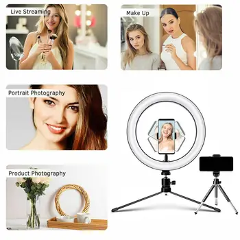 10inch LED Ring Light 26cm Selfie Gaismas ar Statīva Gredzens Luktura Foto Apgaismojums TikTok Youtube Grims Video Studija Gaismas