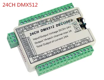 Izmantot LED strip light,RGB mezglu,led modulis,24CH 24 kanālu Viegli DMX Dmx512 Dekoderi,Kontrolieris,Vadītāja,DC5V-24V 8 grupas produkciju
