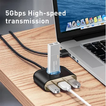 Baseus USB HUB USB 3.0 HUB C Tipa CENTRMEZGLS ar USB 3.0 MacBook Pro Gaisa 2020. gadam USB 2.0 HUB LED USB Sadalītājs par Huawei Grāmatiņa CENTRMEZGLU