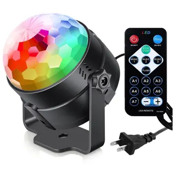 Skaņas Kontrolē Rotējošas Disko Bumbu DJ Puse, Gaismas, Disko Bumbu LED Posmā Lampas KTV Flash RGB Lāzera Projektoru Gaismas