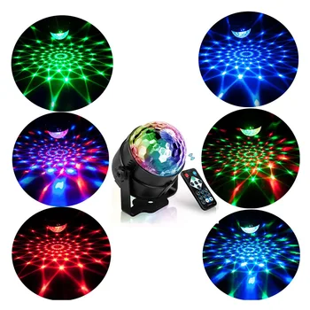 Skaņas Kontrolē Rotējošas Disko Bumbu DJ Puse, Gaismas, Disko Bumbu LED Posmā Lampas KTV Flash RGB Lāzera Projektoru Gaismas