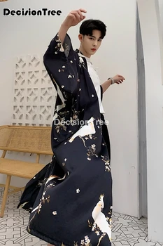 Ir 2021. kimono, japāņu kimono mujer vīriešiem haori jaciņa ziedu drukāt zaudēt yukata mētelis japāņu streetwear kimono jaka ilgi drēbes