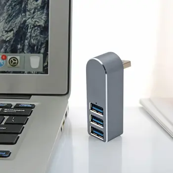 Ir 2021. Jaunu Alumīnija Sakausējuma Mini 3 Portu USB 3.0 Hub Daudzfunkcionālo USB Sadalītājs Adapteri PC Klēpjdators