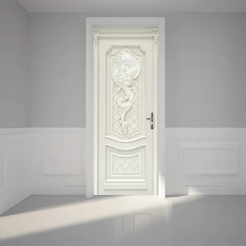 3D Tapetes Eiropas Stila Reljefs Ziedu Gleznojumi Dzīvojamā Istaba Virtuves Durvīm Uzlīme PVC pašlīmējošais Ūdensizturīgs tapešu 3 D