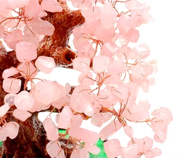 Rožu kristāla naudas koku bonsai stilā, par bagātību, veiksmi mājās un kāzu dekorēšana