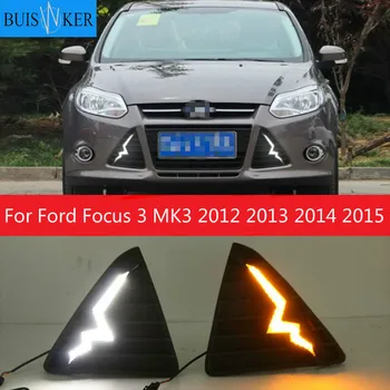 12V LED Auto DRL Ford Focus 3 MK3 2012 2013 dienas gaitas lukturi miglas luktura vāciņš ar izslēgtu un dimming Relejs