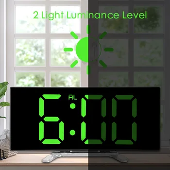 7 Collu Digitālais Modinātājs LED Ekrānu Lielu Skaitu Galda Pulkstenis Izliektas Aptumšojami Spoguļi Pulkstenis Desktop Pulkstenis Bērniem Guļamistaba