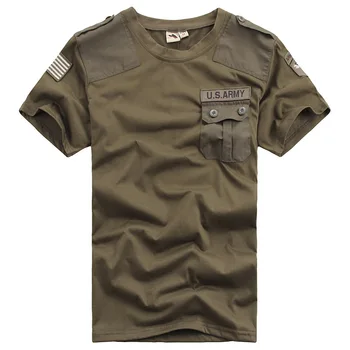 Vasaras Vīriešu ASV Armijas Raibs Kabatas T-Krekli Ātri Sausas Kaujas Stilu Tshirts Tees Cool Vīriešiem