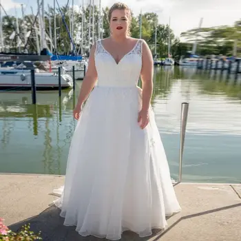 Plus lieluma pavasaris ir 2021. elegants Kāzu kleitas vestidos de novia kāzu Kleitu, Tērpu De saviesīgs vakars līgava, kas ir V-veida kakla mežģīnes-up