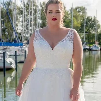 Plus lieluma pavasaris ir 2021. elegants Kāzu kleitas vestidos de novia kāzu Kleitu, Tērpu De saviesīgs vakars līgava, kas ir V-veida kakla mežģīnes-up