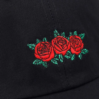 2019 jaunu Kokvilnas Rožu izšuvumu cepuri melnu vāciņu Tukšu snapback hip hop tētis klp cepures vīriešiem, sievietēm, kas hat Visor kaulu garros