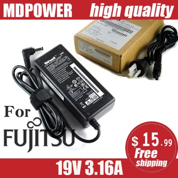 Fujitsu 19V 3.16 A A561 AH52 AH54 AH56 AH572 AH77 AH78 E741 E751 E752 E782 E8310 S6311 Portatīvo datoru Strāvas padeve AC Adapteris Lādētājs