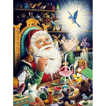 DIY 5D Dimanta Krāsošana Santa Claus Pilna Apaļā Dimanta Izšuvumi Krustdūrienā Rhinestone Mozaīkas Ziemassvētku rotājums Mājās