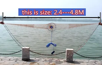 Finefish 2.4 m--4.8 m Roku Mest Nozvejas Zvejas tīklu ASV Lietie Neto Gredzens Ar Dzelzs Sinker Mazu tīklu Āra Medību Lamatas Lidot Tīkla