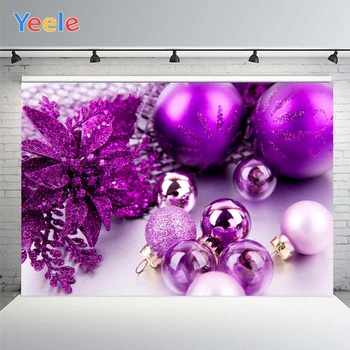 Yeele Priecīgus Ziemassvētkus Spilgti Tumši Violetu Bumbiņas, Ziediem Un Laternām ackground Photophone Fotogrāfija Dekors Pielāgota Izmēra