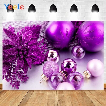 Yeele Priecīgus Ziemassvētkus Spilgti Tumši Violetu Bumbiņas, Ziediem Un Laternām ackground Photophone Fotogrāfija Dekors Pielāgota Izmēra